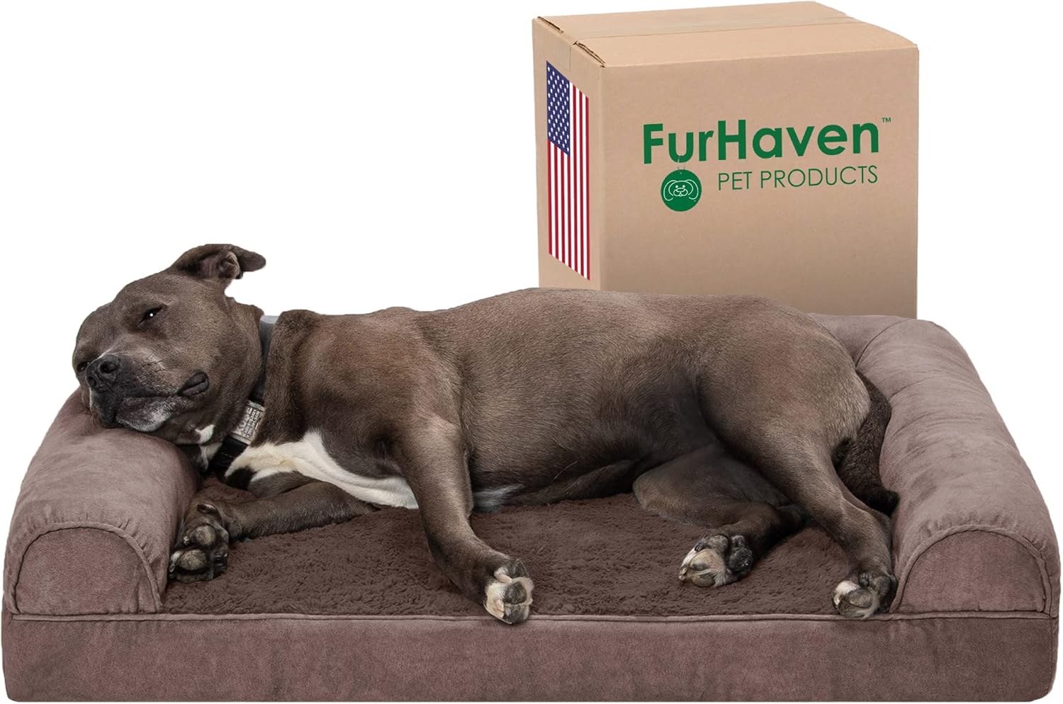 Furhaven Orthopedic Dog Bed for Large Dogs with Bolsters