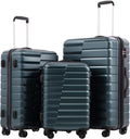 COOLIFE 3-Piece Expandable TSA Luggage Set in Teal Blue