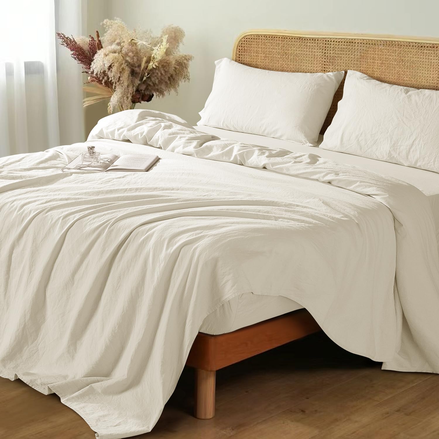 Shilucheng 100% French Linen Sheets for King Size Beds