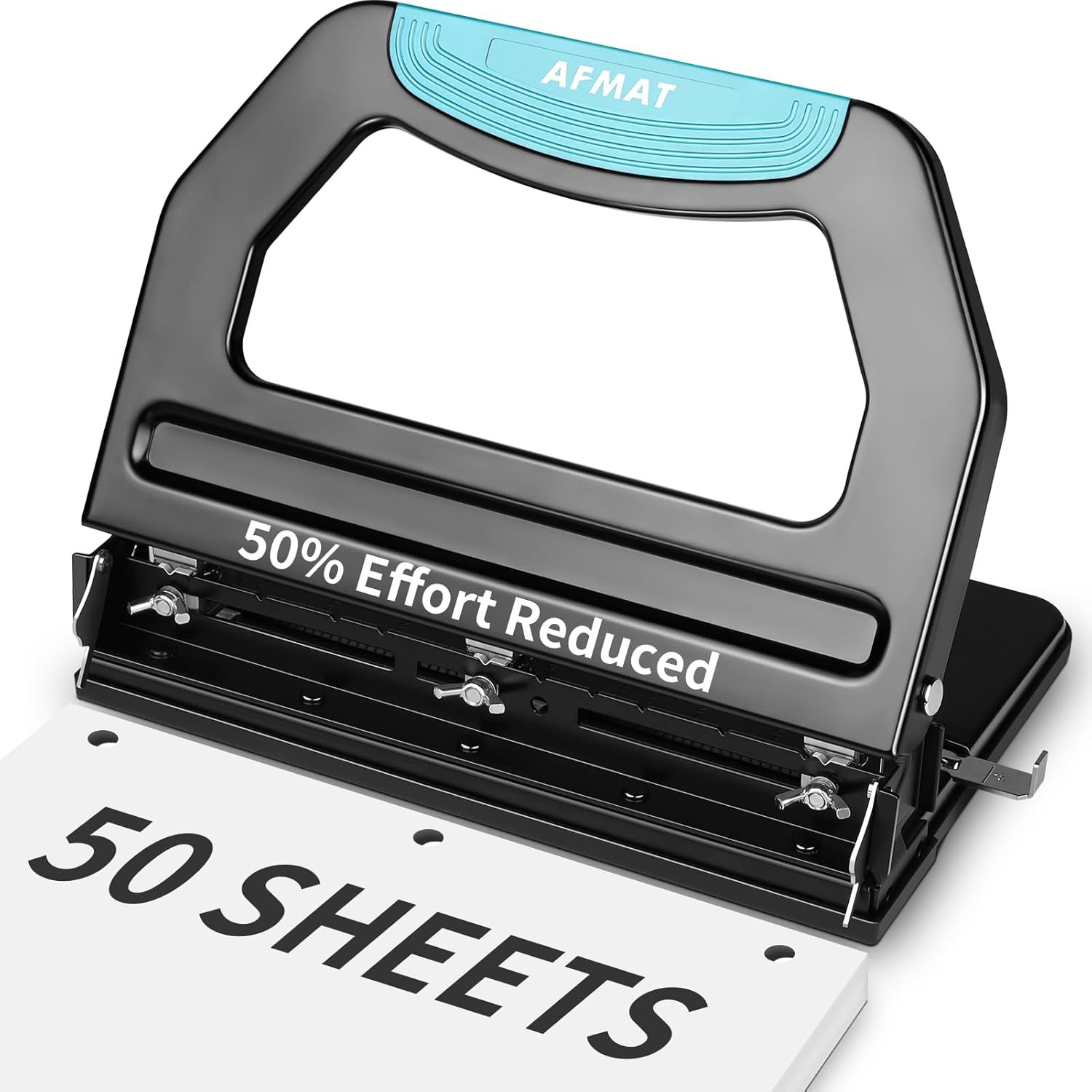 AFMAT Heavy Duty 3 Hole Punch for Effortless Paper Punching