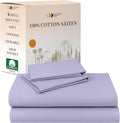 Full Size Cotton Sateen Bed Sheets Set - Cooling, Deep Pocket Fit