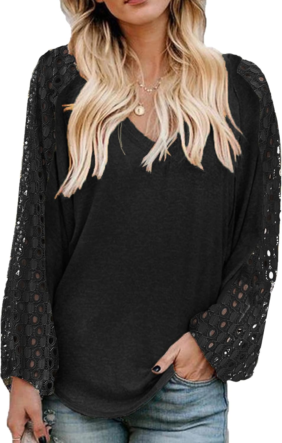 Beyove Boho Tops for Women Long Sleeve V Neck Casual Blouses