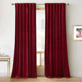 Red Velvet Curtains 92 in Room Darkening Panels - Plush Thermal Drapes