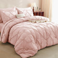 CozyLux Twin Comforter Set with Sheets Blush Pink - Pintuck 5-Piece