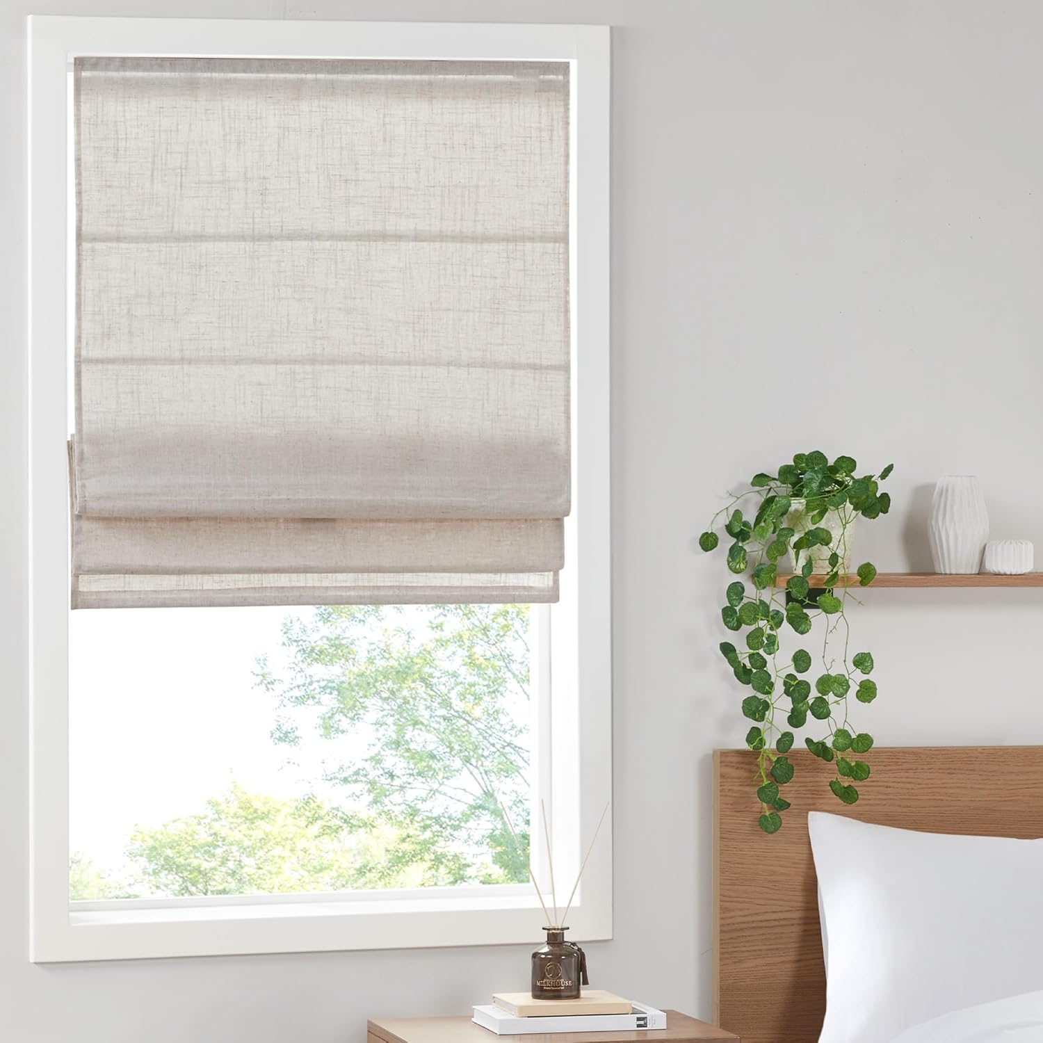 Madison Park Kyler Cordless Roman Shades for Natural Decor