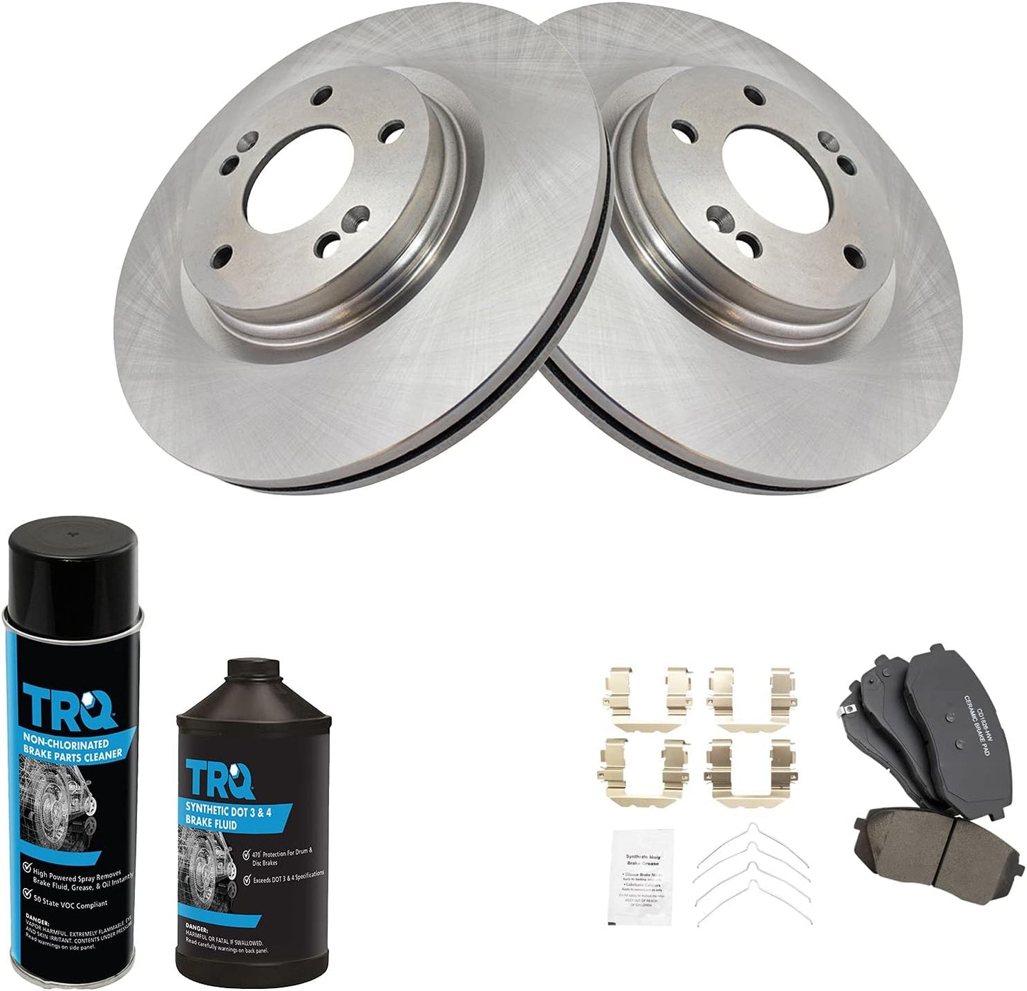 TRQ Front Brake Pad & Rotor Kit for Hyundai and Kia Vehicles