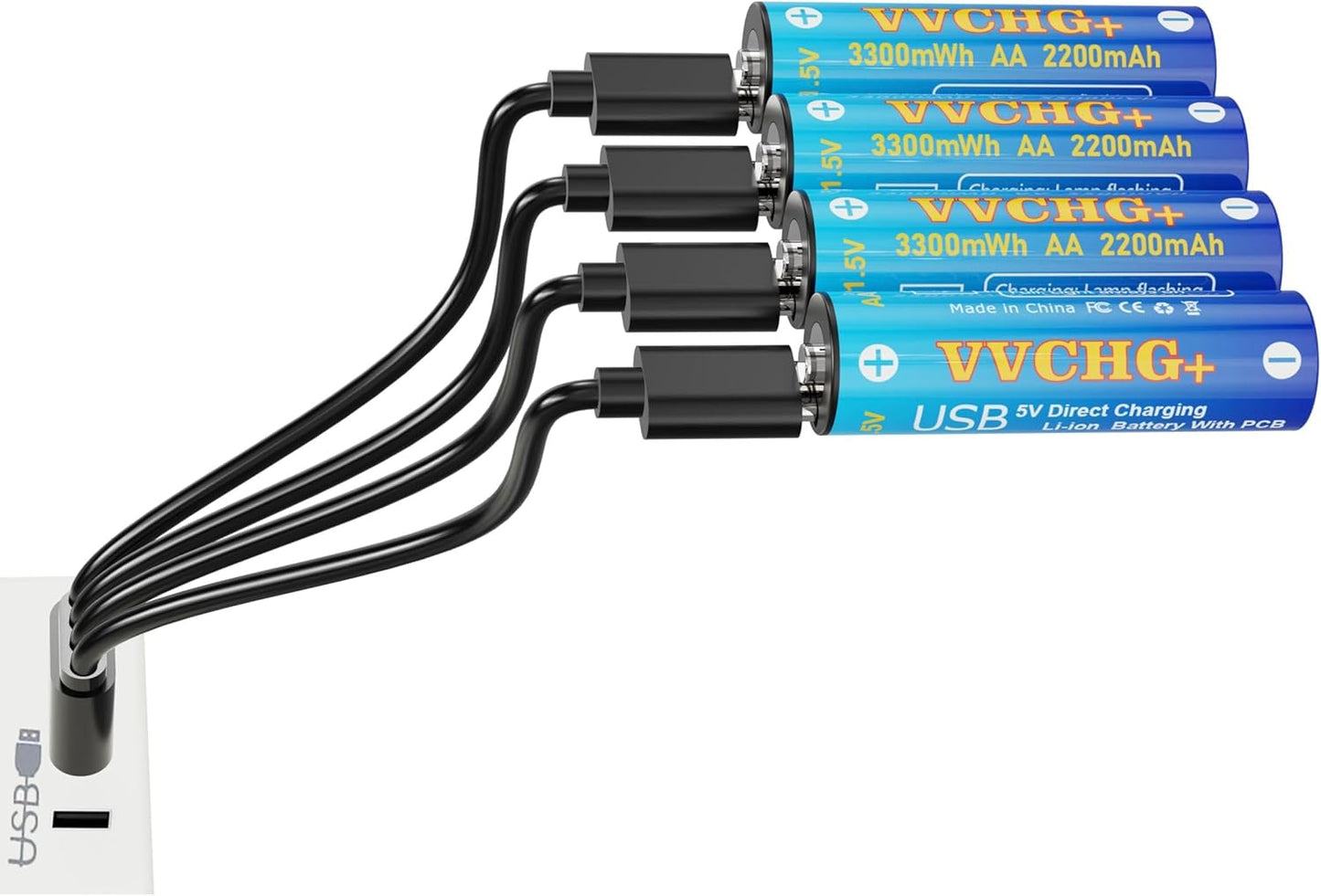 Long Lasting Rechargeable Lithium AA Batteries - 4 Pack