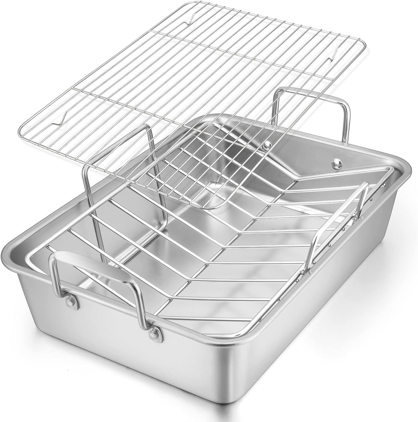 E-far Stainless Steel Turkey Roaster with V-Shaped Rack