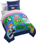 Minecraft Animal Patch Full Bed Set - Soft Microfiber Comforter Set