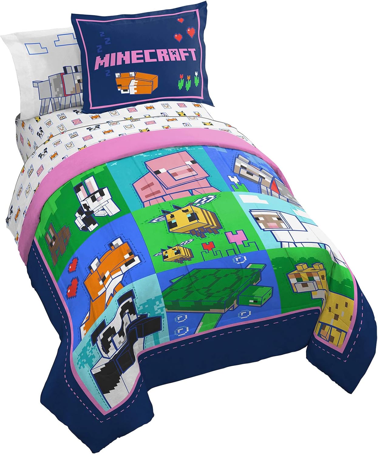 Minecraft Animal Patch Full Bed Set - Soft & Fun Design