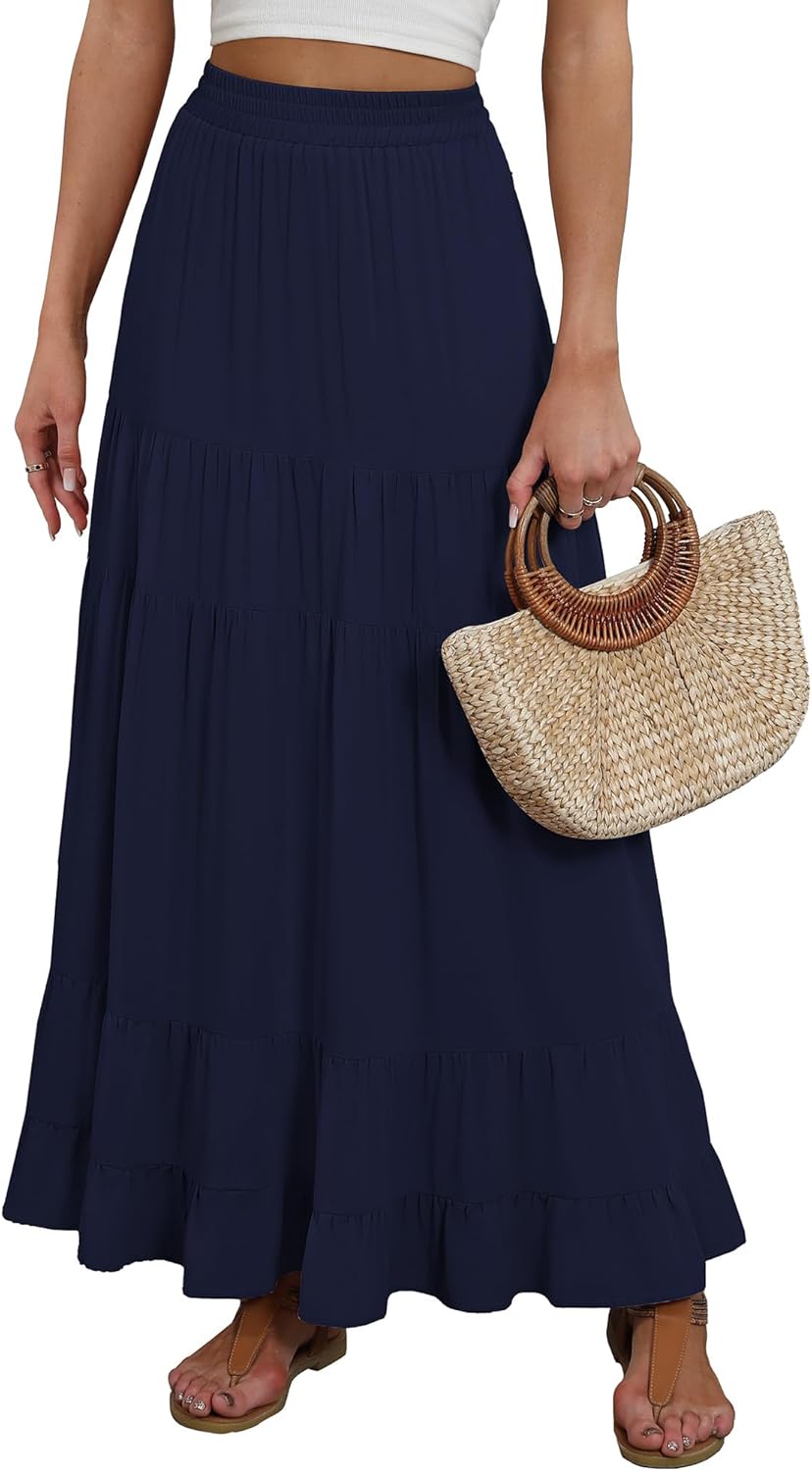 ANRABESS Womens Maxi Skirt for Beach Vacation and Casual Outings