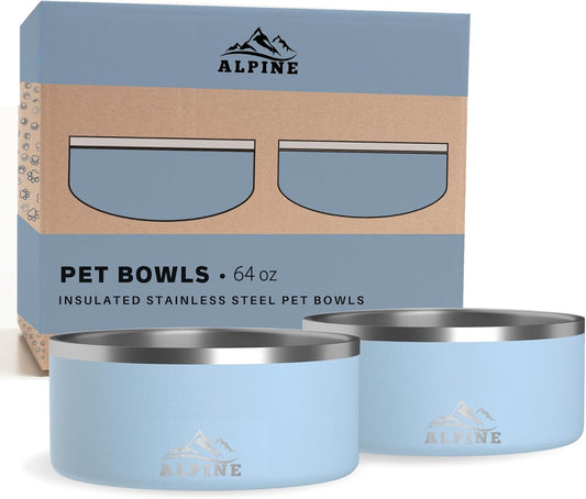 ALPINE Set of 2 Stainless Steel Dog Bowls for Food and Water