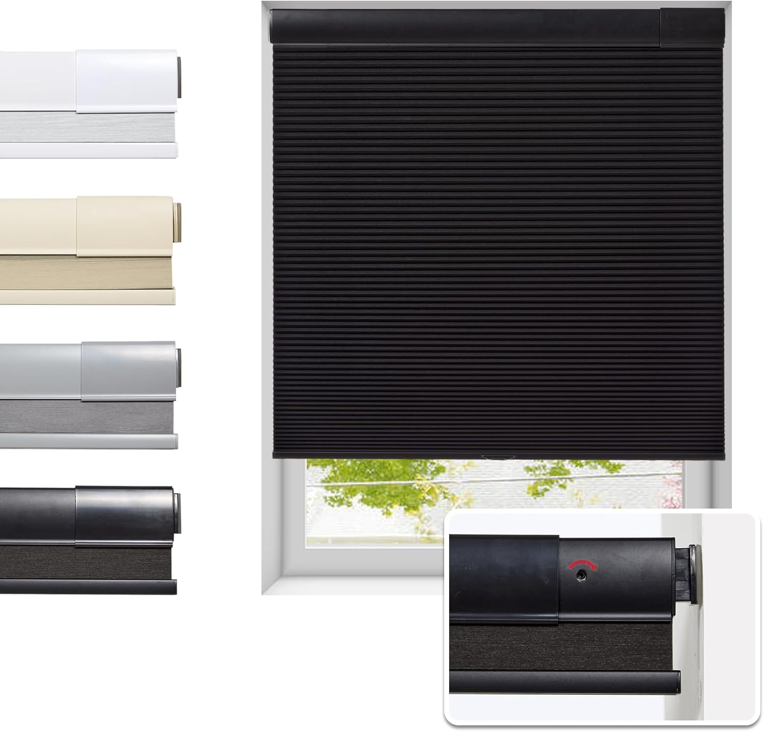 No Drill Cellular Shades for Indoor Windows - Blackout Blinds