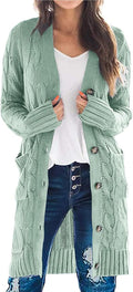 Long Sleeve Cable Knit Long Cardigan for Women - Cozy