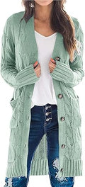 Women's Long Sleeve Cable Knit Cardigan by PRETTYGARDEN 2023