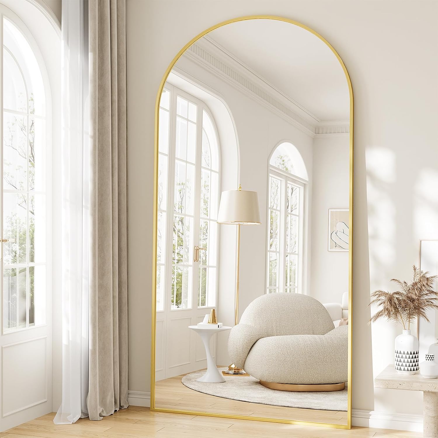 Large Full Length Mirror with Arched Design for Any Room