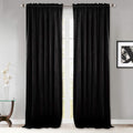 Black Velvet Blackout Curtains 52 x 96 in - Thermal Insulated Panels