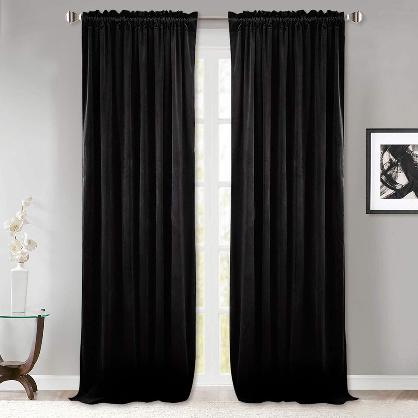 StangH Black Velvet Curtains for Energy Efficient Home Decor
