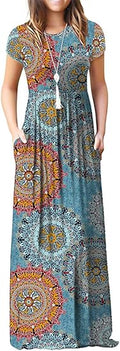 GRECERELLE Women's Short Sleeve Maxi Dress with Convenient Pockets
