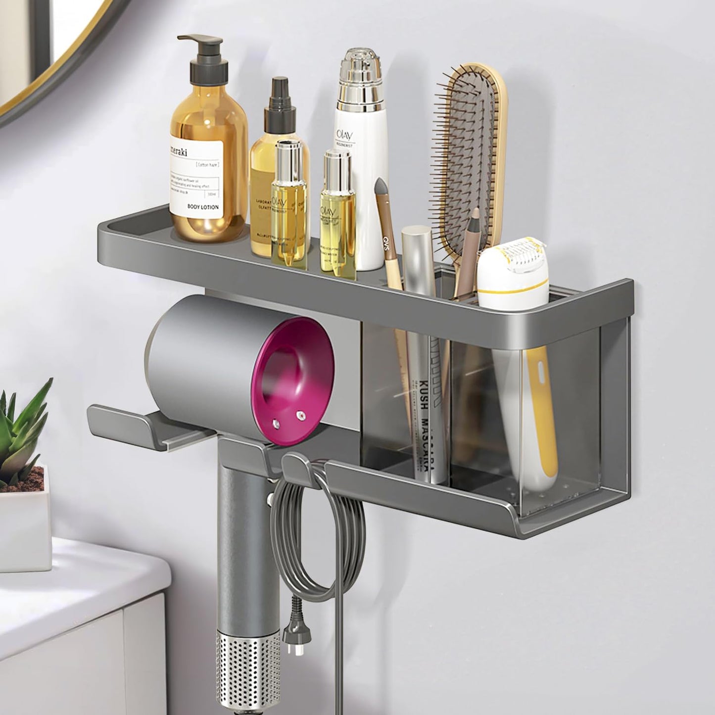 Organize Styling Tools with Ease: Hair Dryer Holder Shelf
