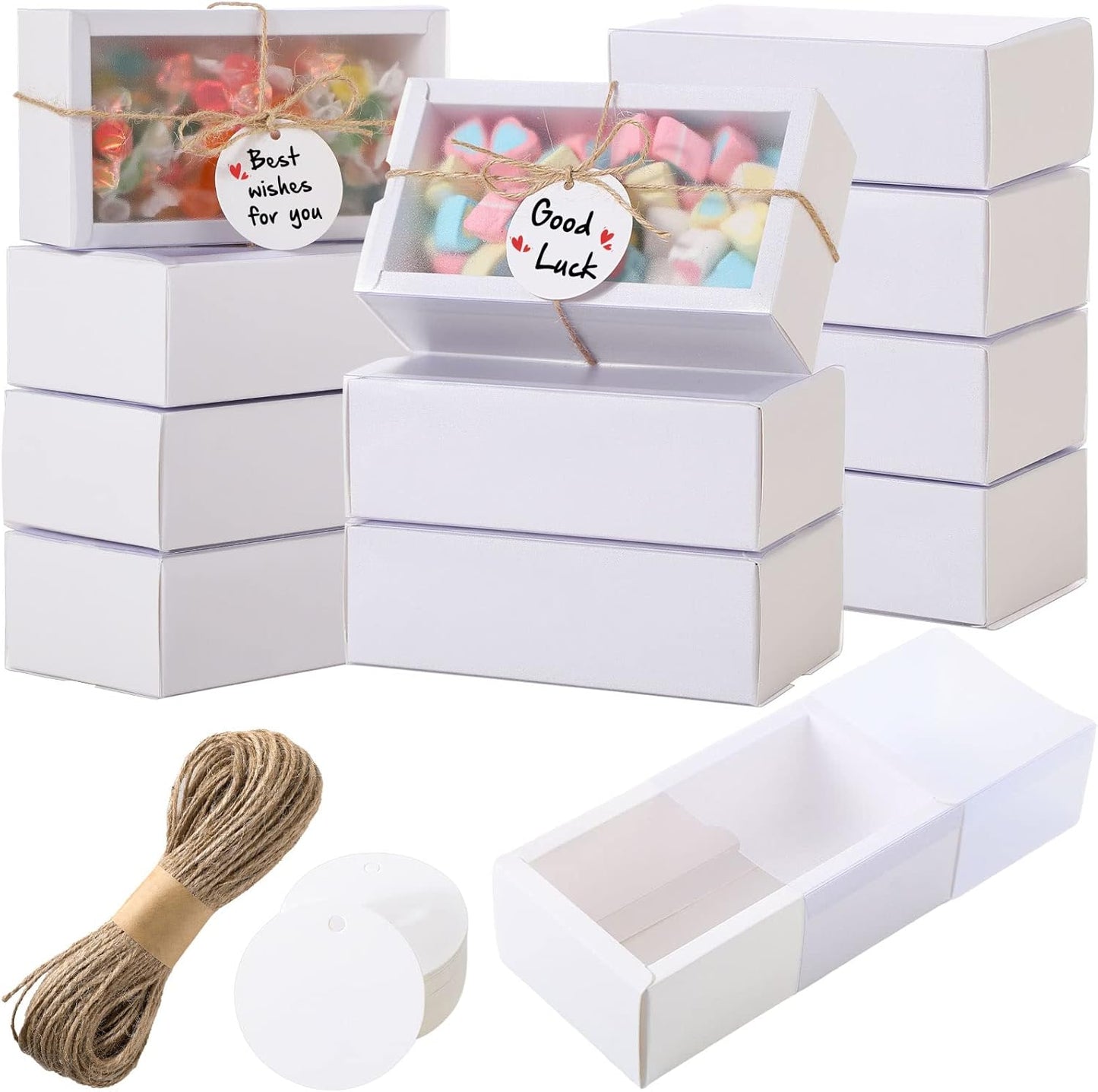 Kraft Homemade Gift Box Bundle with Tags and Jute String Set