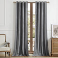 BULBUL Dark Grey Velvet Window Curtains 72 in Length - Luxury Blackout