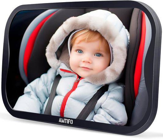 AMTIFO Baby Car Mirror - Shatterproof Wide View