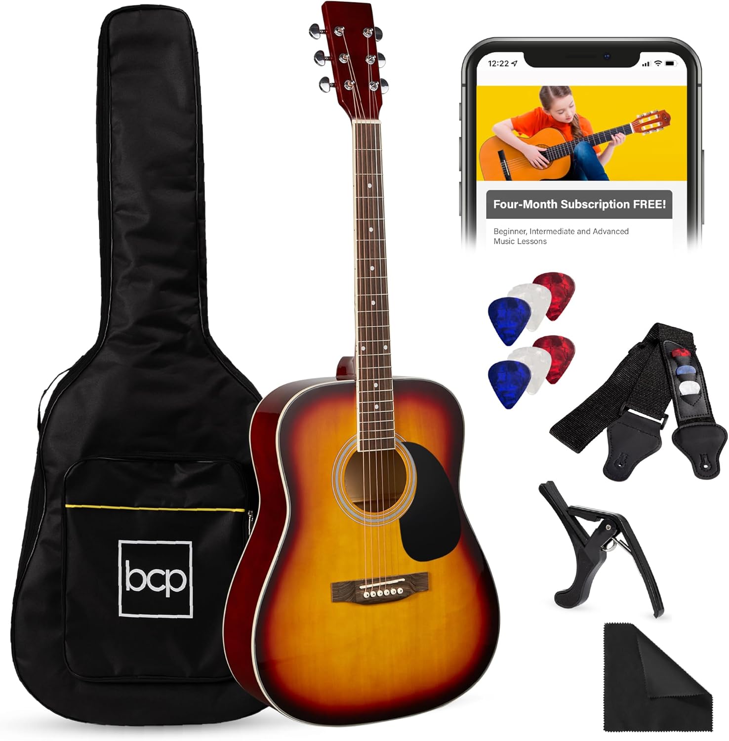 Best Choice Products 41in Full Size Acoustic Guitar Set