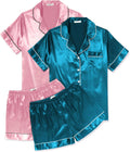 Ekouaer Silk Satin Pajama Set for Women - Soft Summer Lounge Set