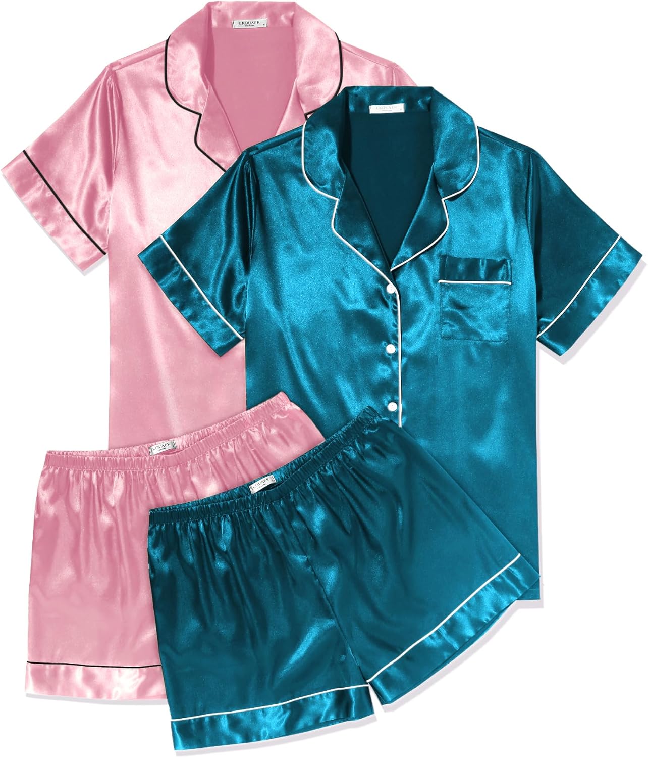 Ekouaer Silk Satin Pajama Sets for Women - Cozy Summer Sleepwear
