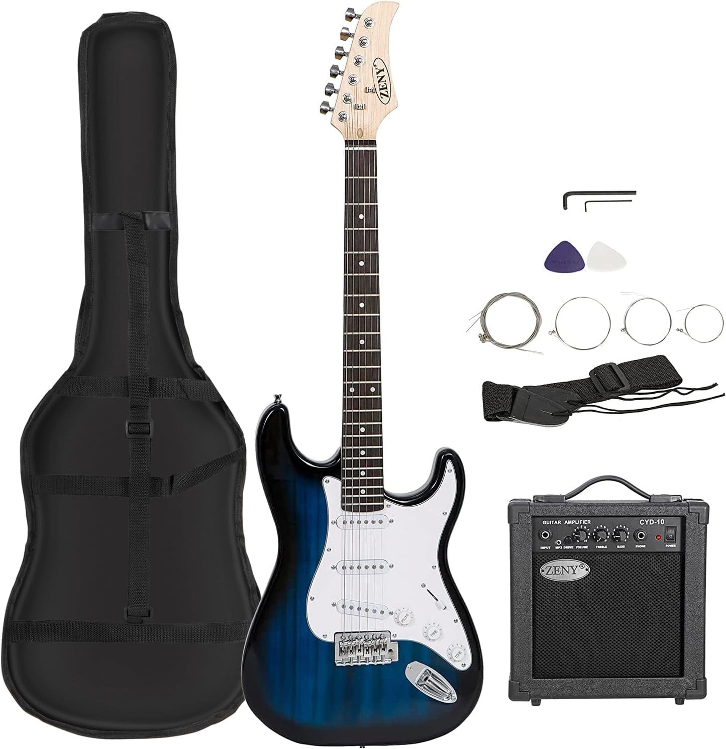 ZENY 39 Electric Guitar Bundle - All-in-One Starter Pack in Blue