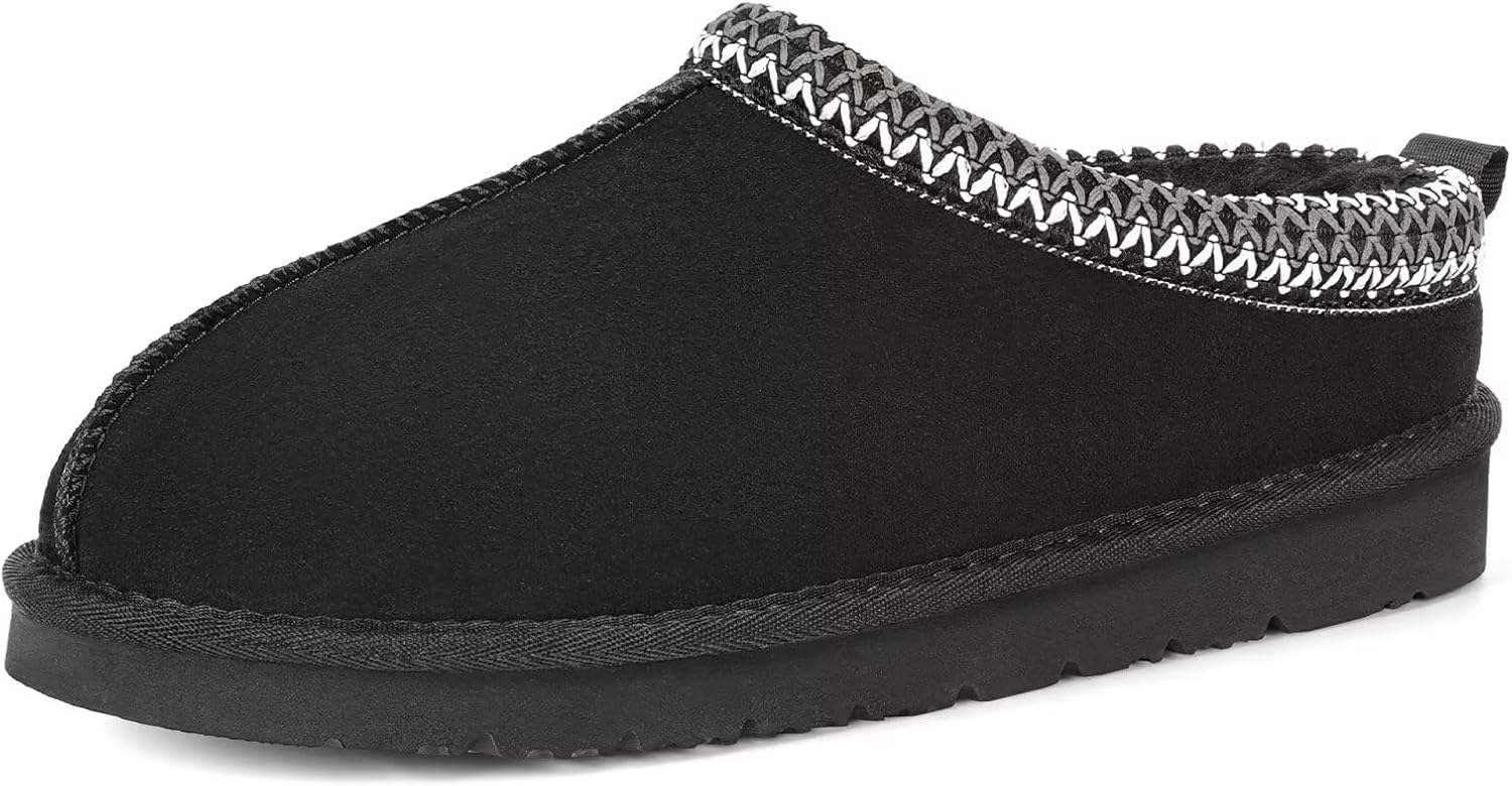 OOW Genuine Suede Slippers for Women with Memory Foam Comfort