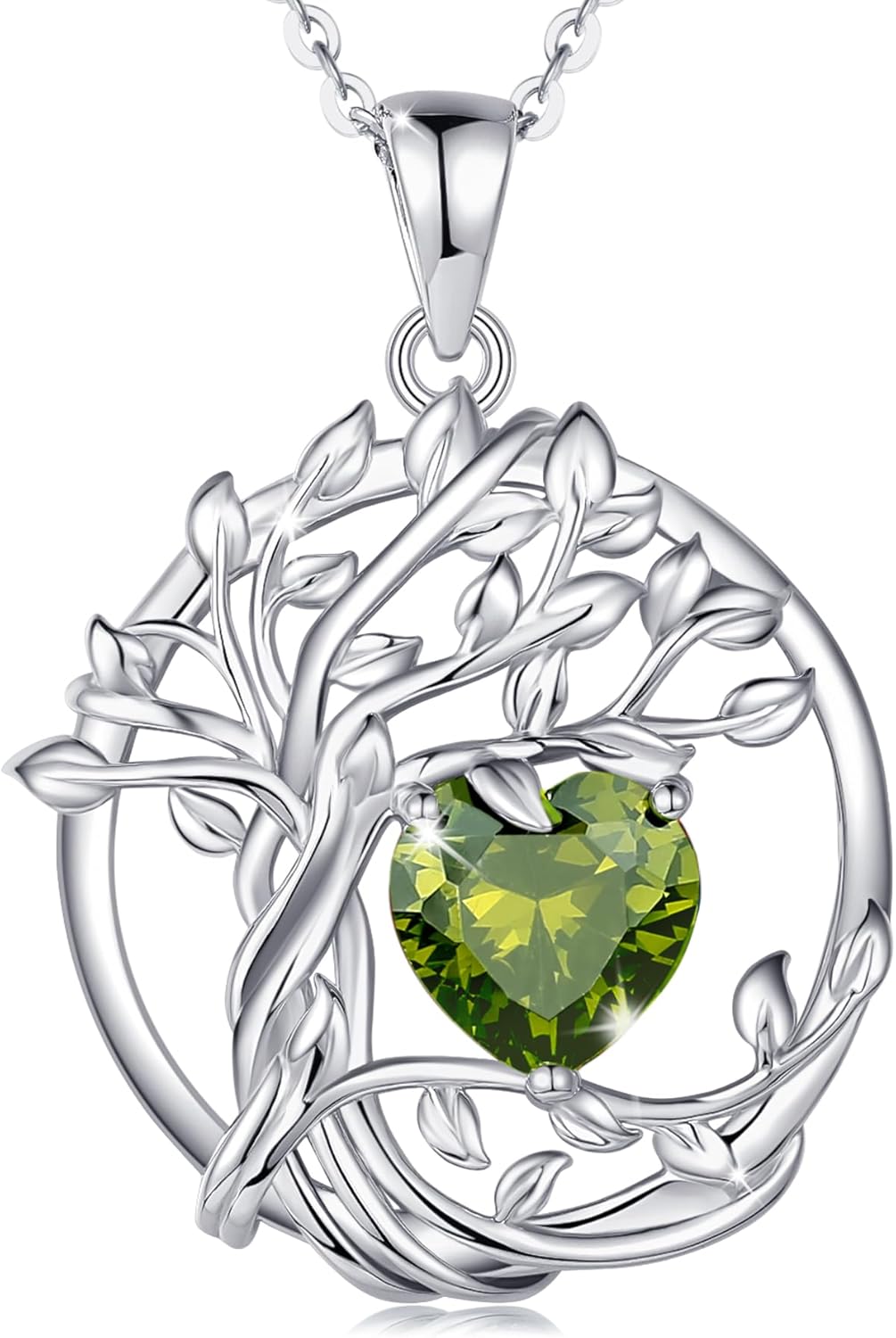 FANCIME Tree of Life Birthstone Necklace in Sterling Silver