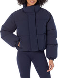 Womens Cropped Full-Zip Puffer Jacket - Warm, Casual Fit