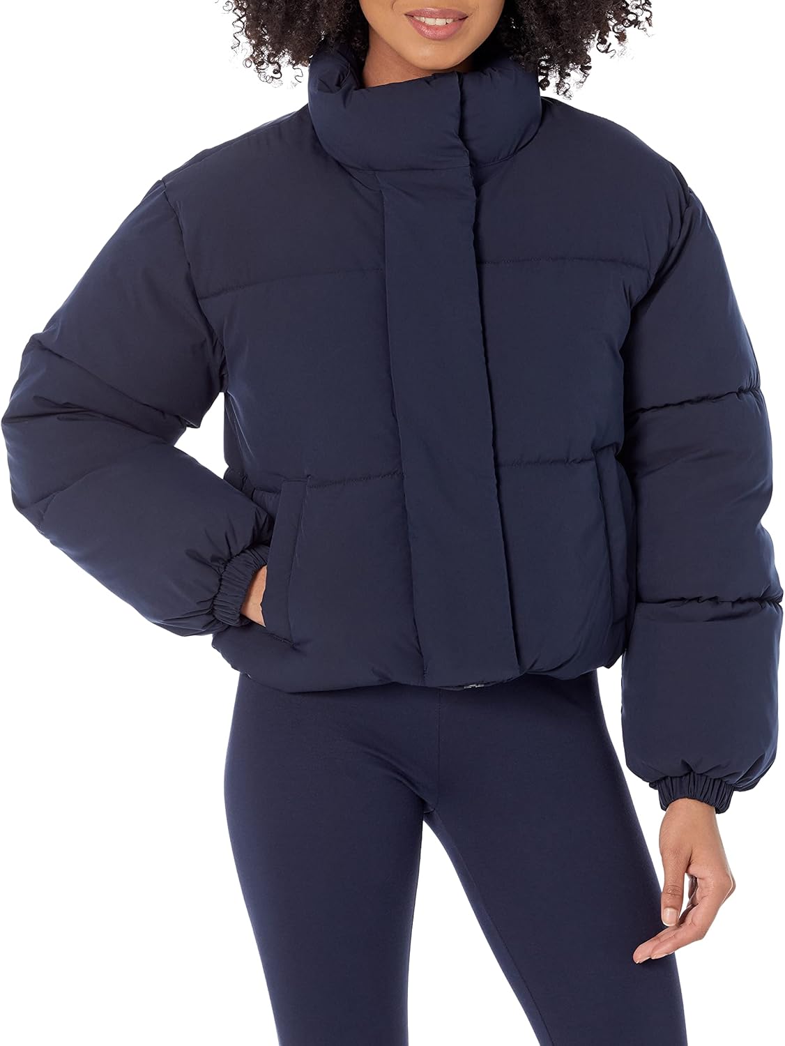 Cropped Full-Zip Puffer Jacket for Women - Stylish Winter Wear