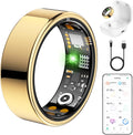 Ring Health Tracker for Women Men Gold - Fit Smart Ring with Sleep