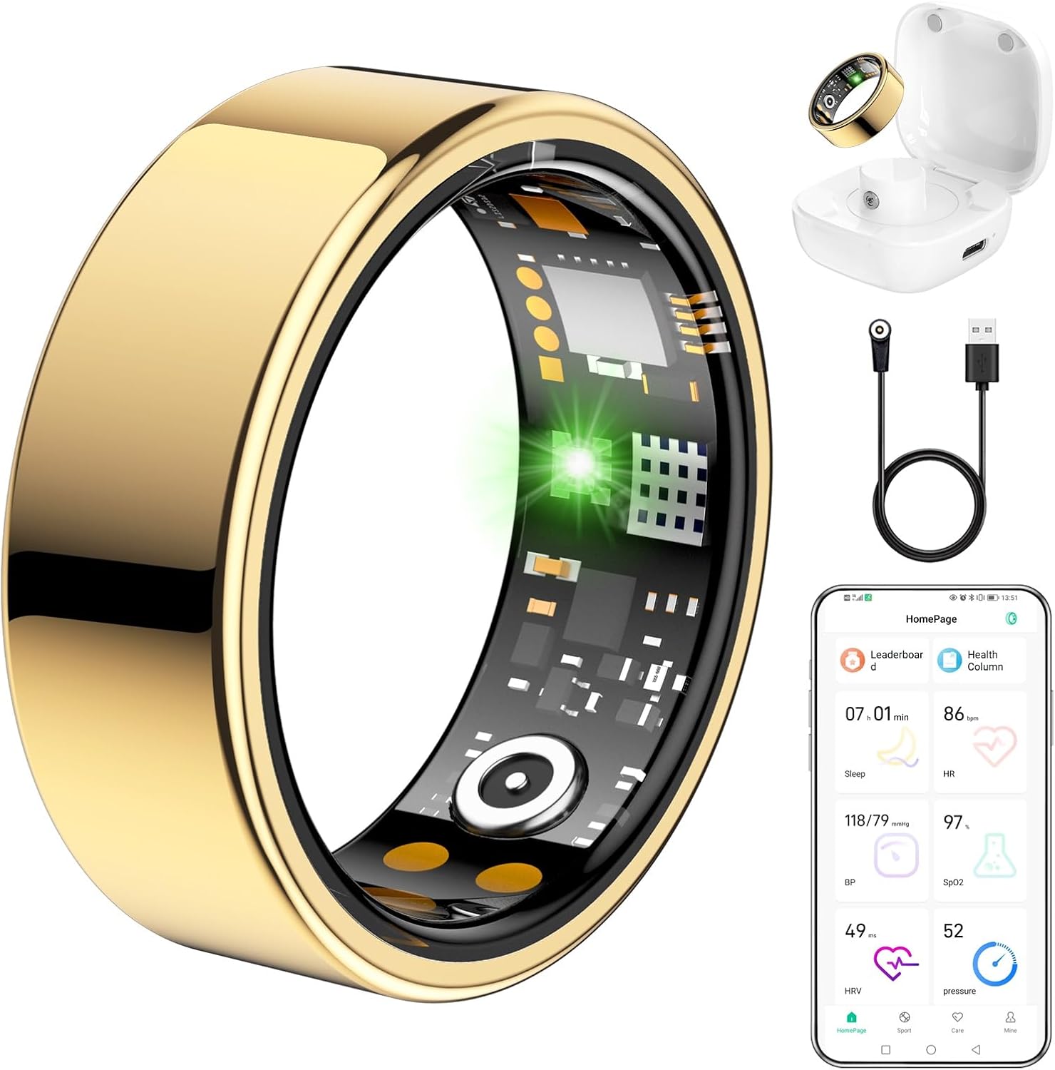 Smart Health Tracker Ring with Heart Rate & Sleep Monitor
