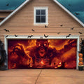 Halloween Garage Door Decorations with Ghost Fire Design - 7x16 ft