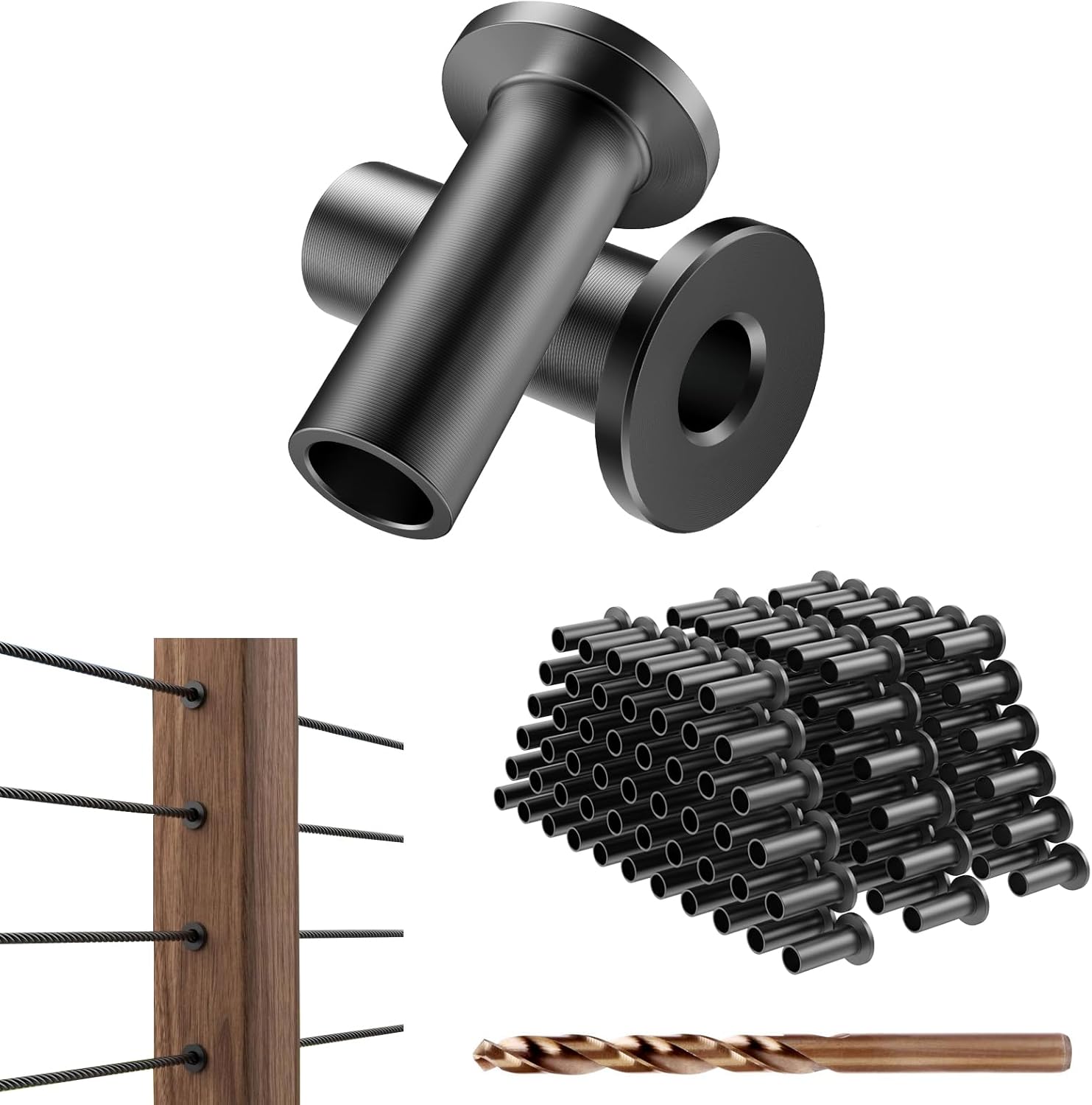 BLIKA Black Stainless Steel Protector Sleeves for 1/8in Railing