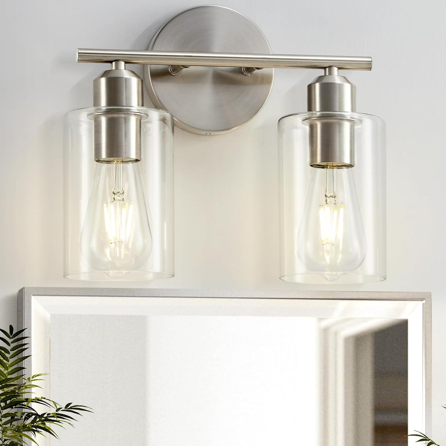 Modern Bathroom Light Fixtures with Clear Glass Shade Design