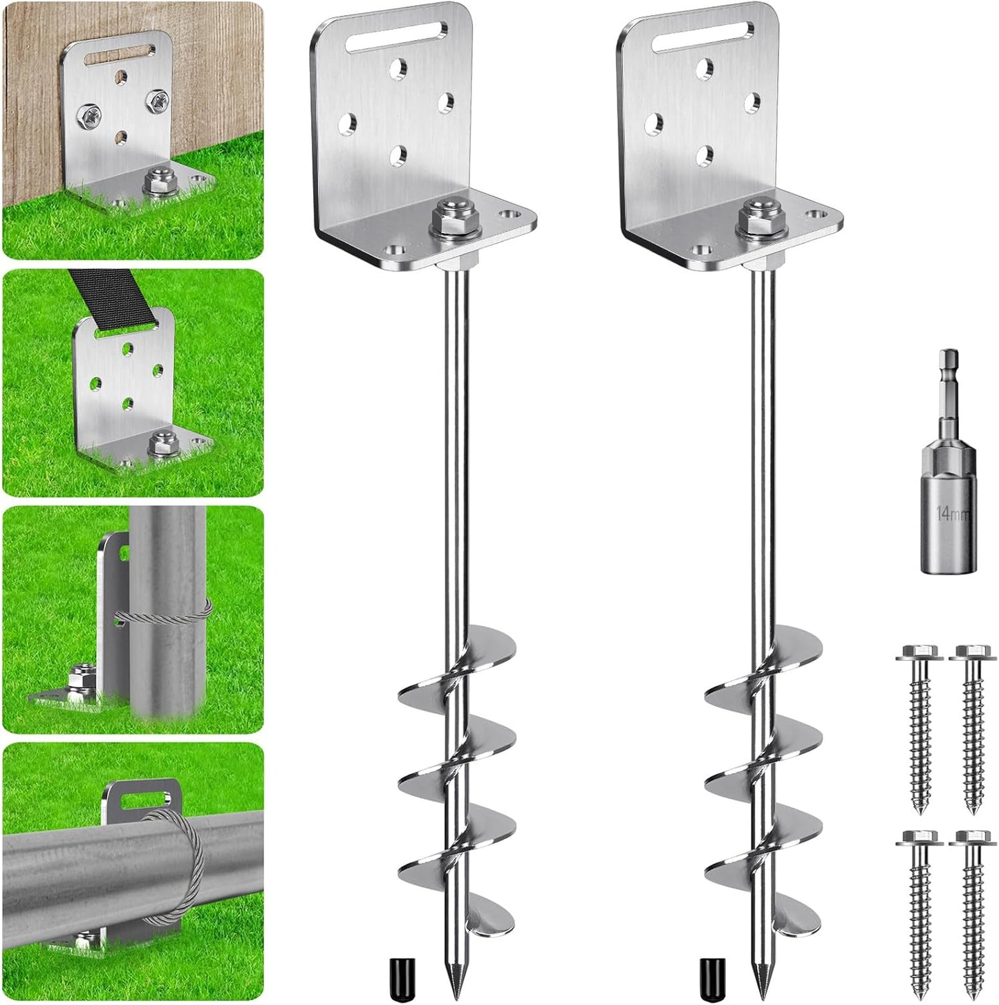 18in 24in Ground Anchors Set for Trampolines and Sheds