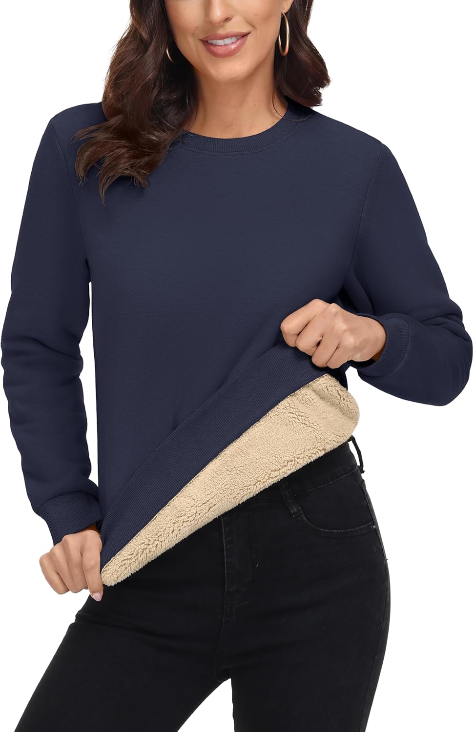 MAGCOMSEN Women's Sherpa Lined Sweatshirts for Winter Warmth