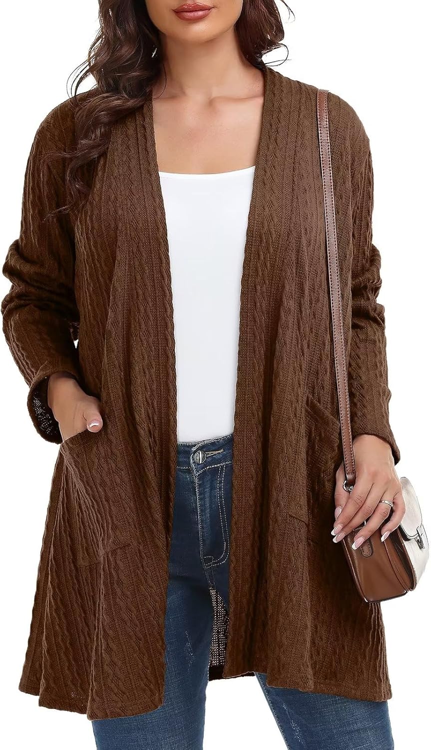 Plus Size Cardigan for Women with Pockets - Lightweight Fall Sweater