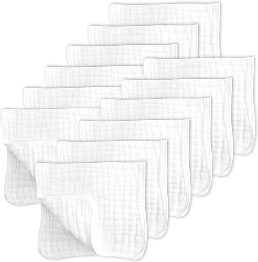 SWEET DOLPHIN 12 Pack Muslin Burp Cloths - Ultra Absorbent & Soft Baby Essentials!