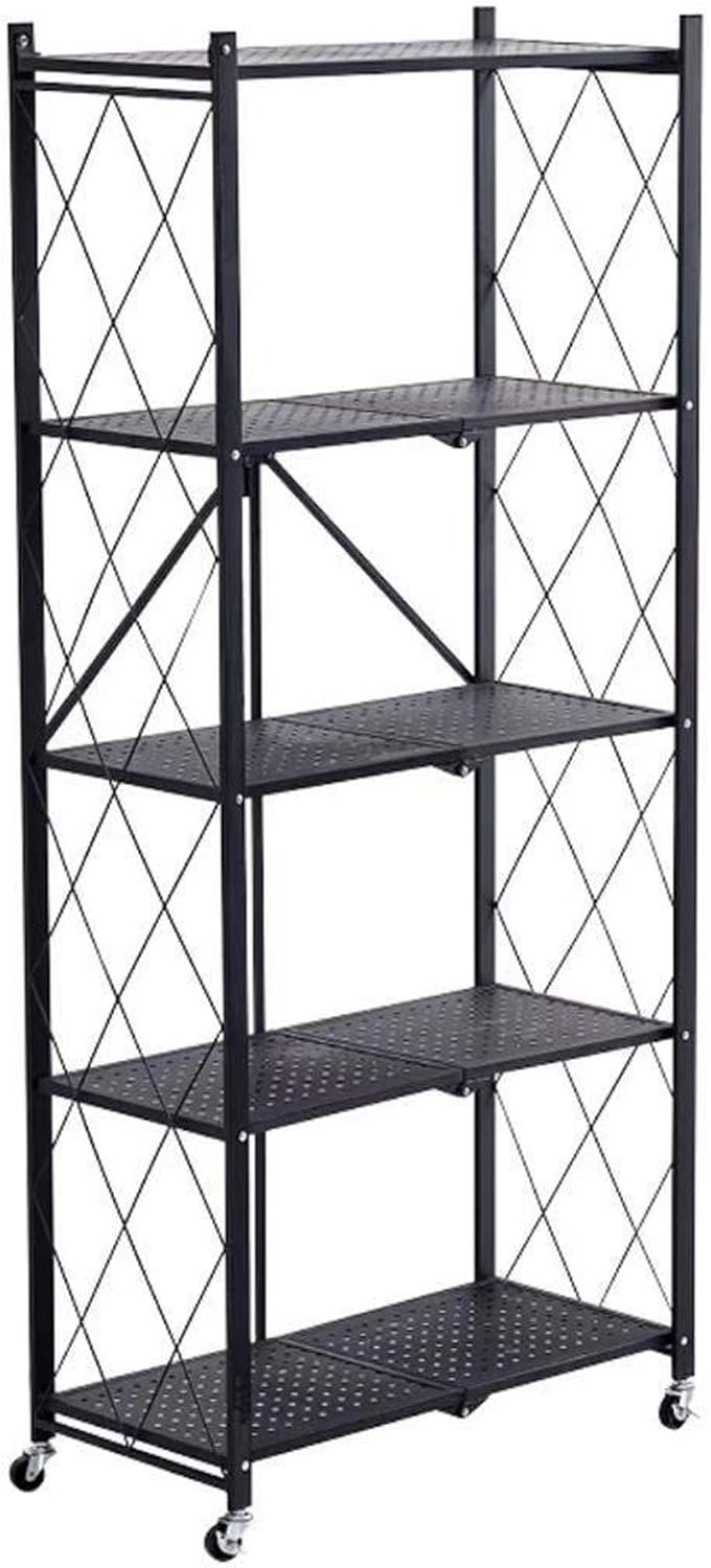 5-Shelf Foldable Metal Shelving Unit for Garage and Kitchen