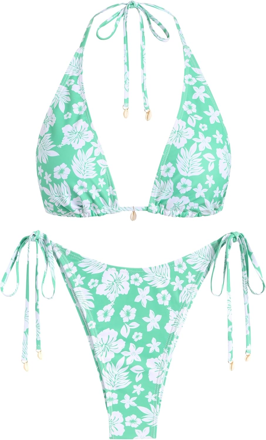 ZAFUL Women's Triangle Bikini Multiway Fishnet Tie Side Set