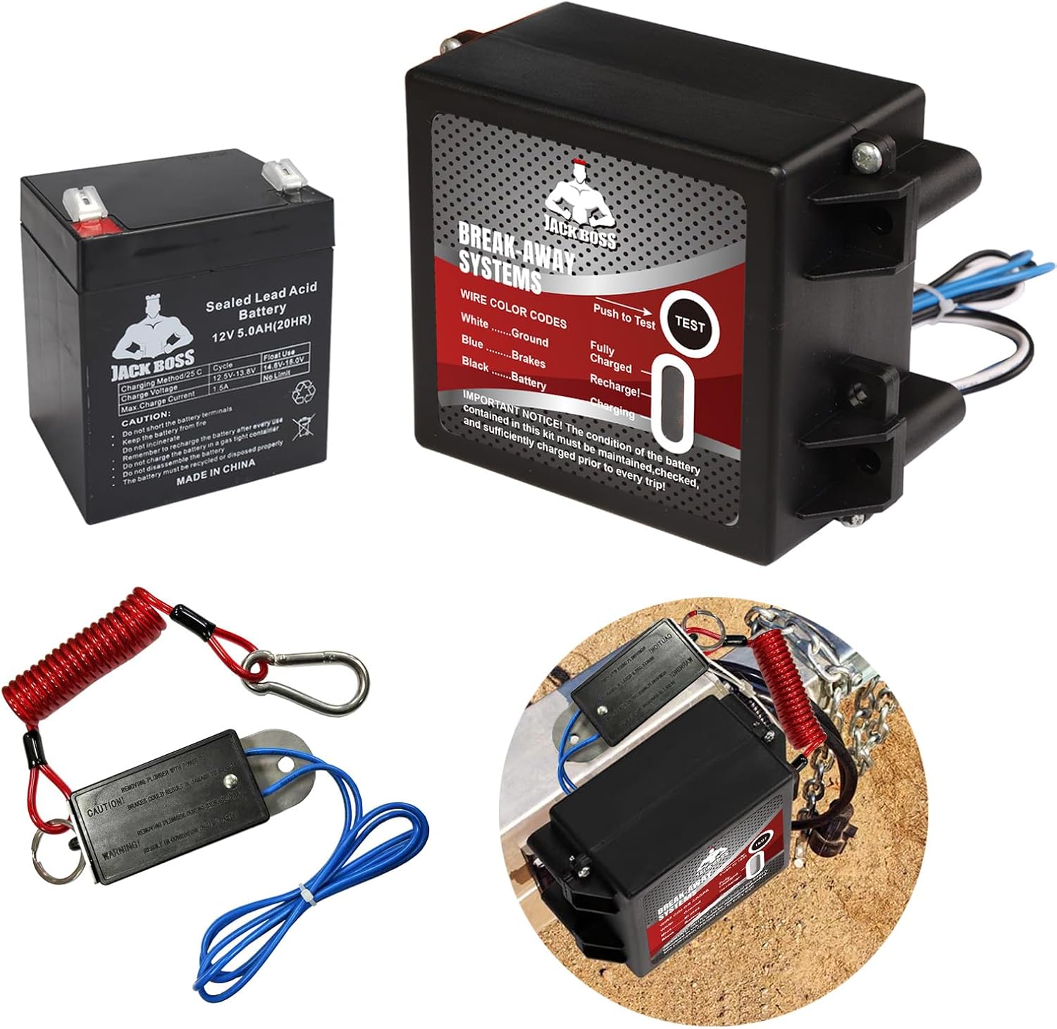 Upgraded Trailer Breakaway Kit with LED Test Controller System
