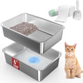 Stainless Steel Sifting Litter Box 19.7in x 13.8in x 6in - Odor