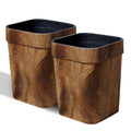 Wood Grain Plastic Trash Can Bedroom 2-Pack - Compact Farmhouse Style
