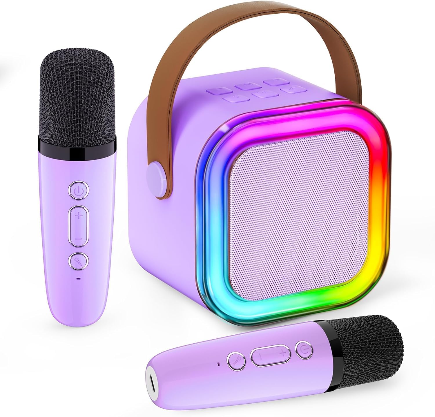 Portable Mini Karaoke Machine for Kids - Wireless Mics, Karafun Songs - Fun Gift!